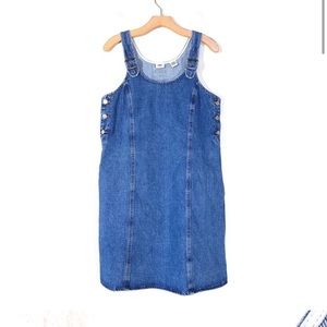 LEVIS Alyssa Denim Jumper Dress in I'm Never Wrong Medium Wash Overall Mini